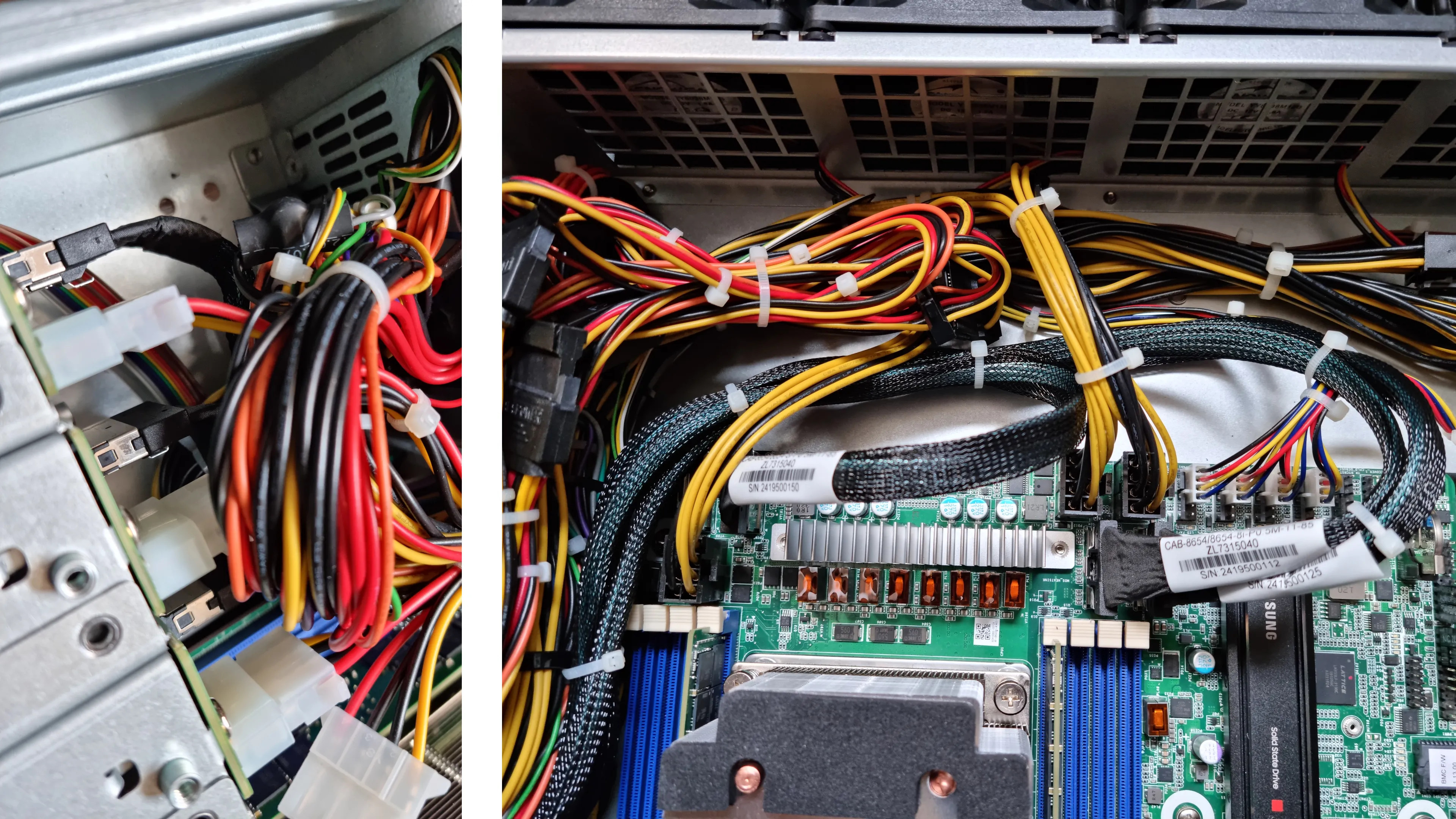 SlimSAS / SFF-8654 cable routing in the Innovision M24306 box.